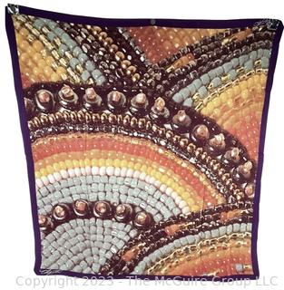 Women's Silk Scarf with Bead Print Signed "Chipita" Measures 39 x 41" 