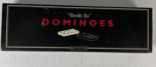 Black Wooden Dominoes Double Six Set, Complete