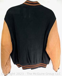 Vintage Excelled Black & Tan Wool & Leather Varsity Letterman Jacket