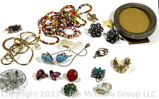 Group of Costume Jewelry and Photo Frame