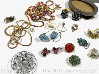 Group of Costume Jewelry and Photo Frame