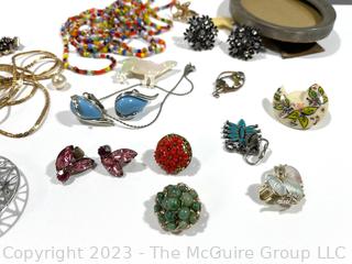 Group of Costume Jewelry and Photo Frame