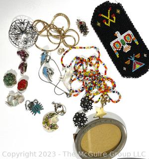 Group of Costume Jewelry and Photo Frame