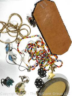 Group of Costume Jewelry and Photo Frame