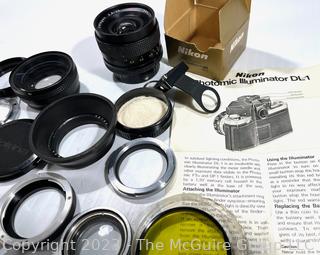 Camera Filters, Connectors and Vintage Nikon Dl-1 Photomic Illuminator For Nikon F F2 Cameras