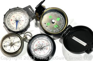 Four (4) Compasses Including WWII Military