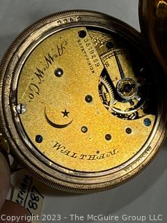 American Waltham Watch Co. Pocket Watch Bond St Grade, Model 1884; SN: 3579259 Produced In 1888 In Gold Tone Case