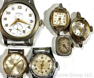 Six (6) Vintage Wrist Watches Untested. Various manufacturers.