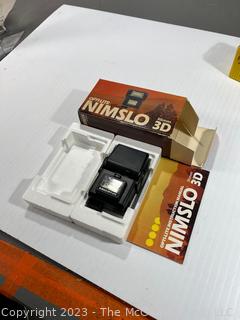 Nimslo 3D 35mm Vintage Camera with Nimslo Opti-Lite Electronic Flash NOS