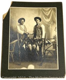 Vintage Cabinet Card Photo of Pheasant Hunters,  Names on Back.  8" x 10"