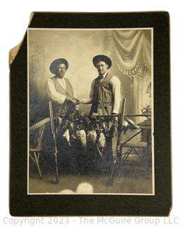 Vintage Cabinet Card Photo of Pheasant Hunters,  Names on Back.  8" x 10"