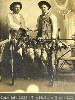 Vintage Cabinet Card Photo of Pheasant Hunters,  Names on Back.  8" x 10"