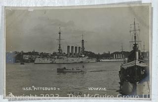 Ten  10) Real Photo Postcards, Italy circa 1920 Includes Harbor Scenes and Ships. 