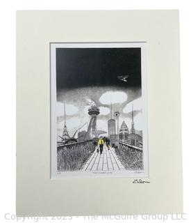 Unframed Matted Bernard Zalon Signed Lithograph Titled "The Higher Line".  8" x 10"