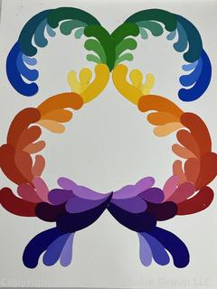 Unframed Paper Applique Art by Carole Hopper Titled "Hues a Flowin".  11" x 14"