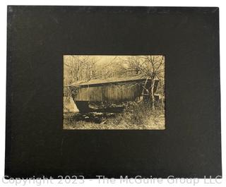 Unframed Matted  Black & White Photograph of Jericho Covered Bridge, Howard County MD by Donald W Reichle.  8" x 10"