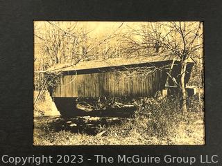 Unframed Matted  Black & White Photograph of Jericho Covered Bridge, Howard County MD by Donald W Reichle.  8" x 10"