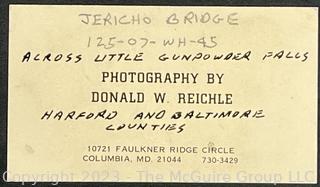 Unframed Matted  Black & White Photograph of Jericho Covered Bridge, Howard County MD by Donald W Reichle.  8" x 10"