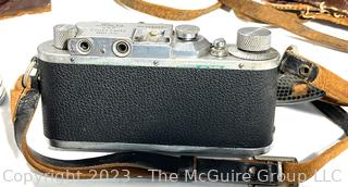 Leica DRP Ernst Leitz Wetzlar Germany No. 258280 Camera F=5CM 1:3,5 + ARGUS Tele-Sandmar Lens, Leather Case. Untested (was 94JT)