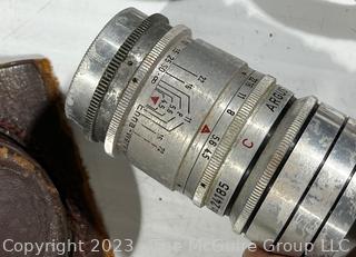 Leica DRP Ernst Leitz Wetzlar Germany No. 258280 Camera F=5CM 1:3,5 + ARGUS Tele-Sandmar Lens, Leather Case. Untested (was 94JT)