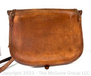 19th C Leather Hunting Game Bag and Cartridge Case