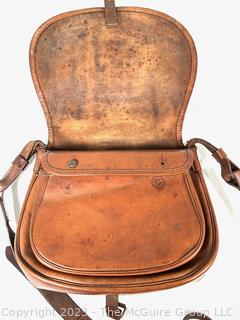 19th C Leather Hunting Game Bag and Cartridge Case