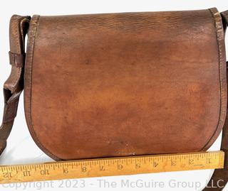 19th C Leather Hunting Game Bag and Cartridge Case