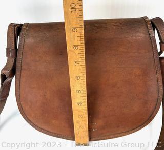 19th C Leather Hunting Game Bag and Cartridge Case