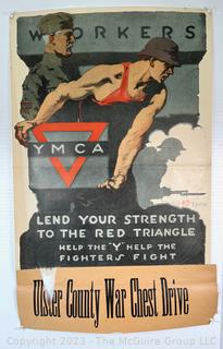 Original Unrestored World War I War Savings Stamps Propaganda Poster "More Power to His Elbow: Have You Pledged W.S.S. ..." Measures 20.5 x 27.5". Crane Litho Co. c 1918