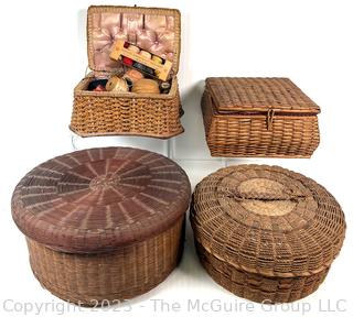 Four (4) Antique Sewing Baskets 