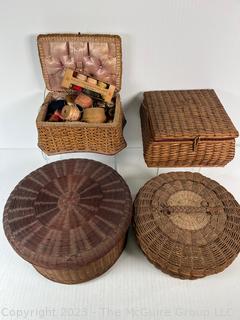 Four (4) Antique Sewing Baskets 