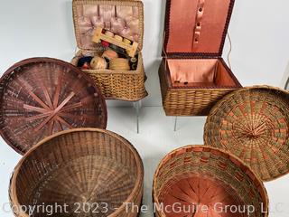 Four (4) Antique Sewing Baskets 