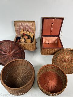 Four (4) Antique Sewing Baskets 