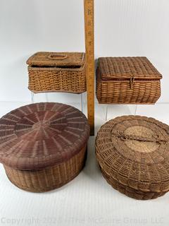 Four (4) Antique Sewing Baskets 