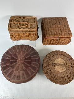 Four (4) Antique Sewing Baskets 