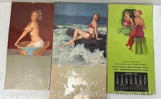 Three (3) 1950"s Pin Up Calendar Pages. 
