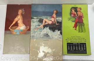 Three (3) 1950"s Pin Up Calendar Pages. 
