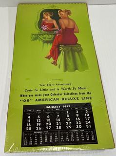 Three (3) 1950"s Pin Up Calendar Pages. 
