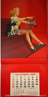 Original 1949 Lithograph Pin-Up Calendar Page by Del Masters Titled “Stop Sign” 22" x 48"