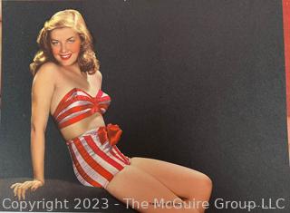 Five (5) Vintage Pin Up Calendar Pages. Various sizes.