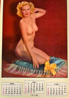 Five (5) Vintage Pin Up Calendar Pages. Various sizes.