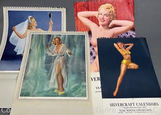 Four (4) Vintage Nude Pin Up Calendar Pages.