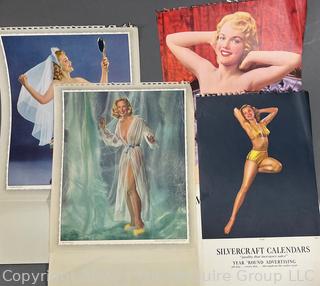 Four (4) Vintage Nude Pin Up Calendar Pages.