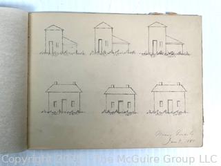 1879-80 Artist Pencil Sketch Book by Artist Mary Gracely Measures 7.5 x 9.5" 