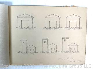 1879-80 Artist Pencil Sketch Book by Artist Mary Gracely Measures 7.5 x 9.5" 