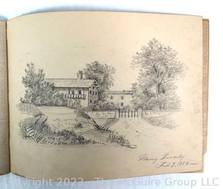 1879-80 Artist Pencil Sketch Book by Artist Mary Gracely Measures 7.5 x 9.5" 