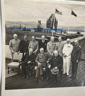 Group of Vintage Black & White Newswire Photographs Including Winston Churchill & Franklin and Eleanor Roosevelt. 