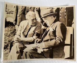 Group of Vintage Black & White Newswire Photographs Including Winston Churchill & Franklin and Eleanor Roosevelt. 