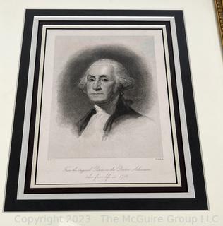 Framed Under Glass Engraving of President George Washington 1957 Athenaeum Portrait of Painting by Gilbert Stuart’s, H B Hall 