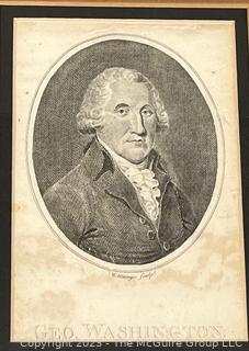 Unframed Matted Engraving of George Washington by W. Grainger Based on Fictitious Portrait, by Archibald Robertson.  George Washington is President of the United States at this time, and is depicted in civilian dress.  Published in "View of the United States. By W. Winterbottom. London, 1795".  7" x 9"